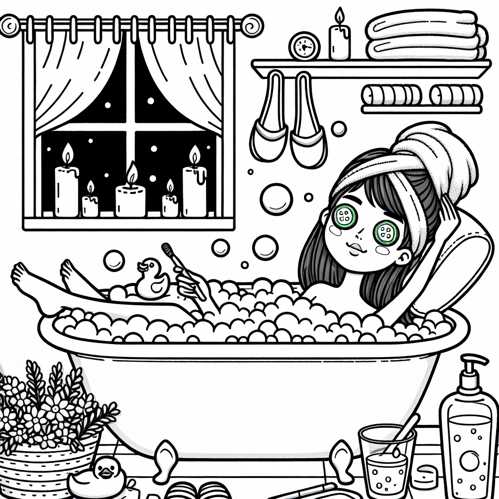Mom's Spa Day coloring page