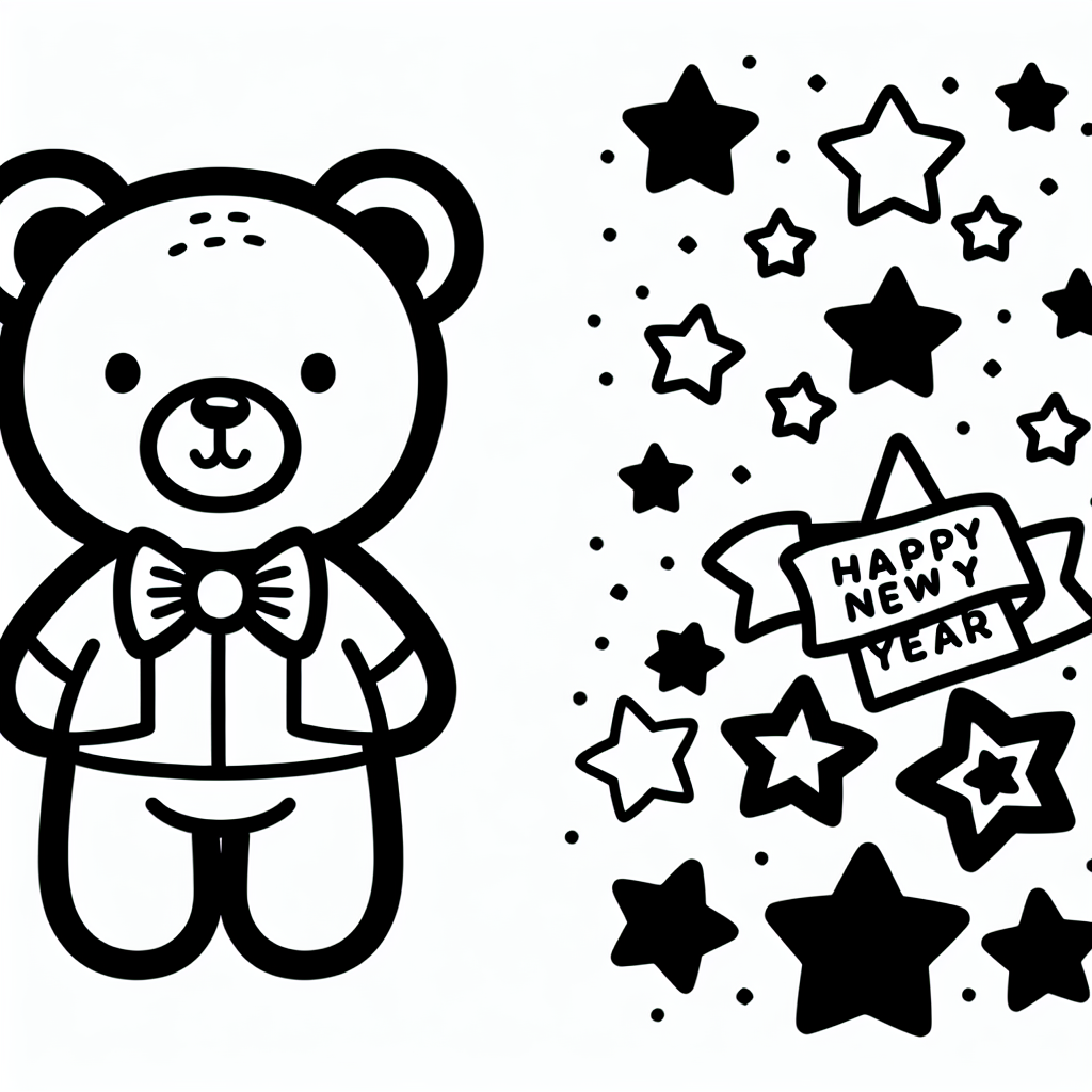Celebrating Bear coloring page