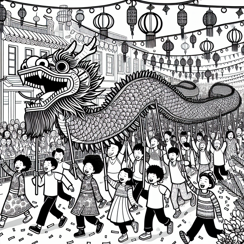 Dragon Parade coloring page
