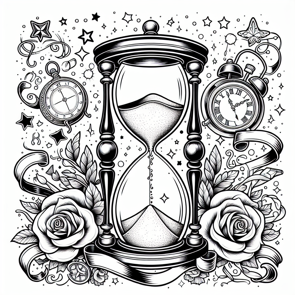 Ornate Hourglass coloring page
