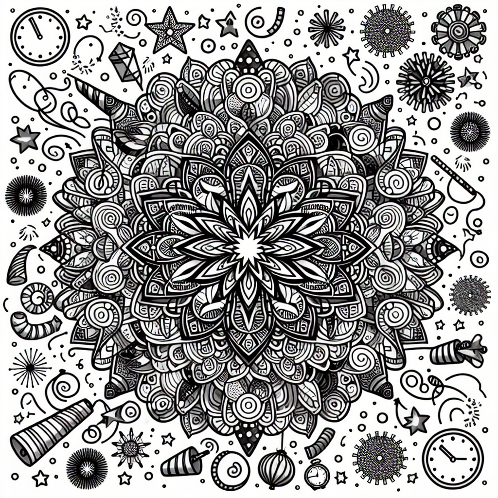 New Year Mandala coloring page