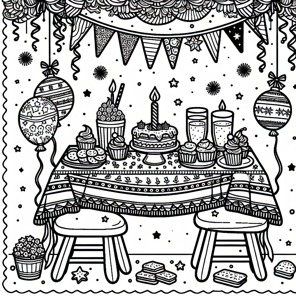 Party Snack Table coloring page