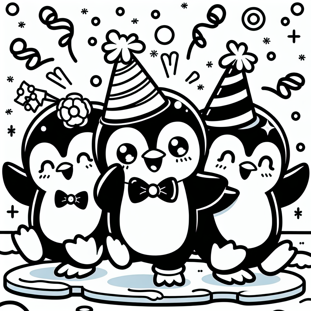 Penguin Party coloring page