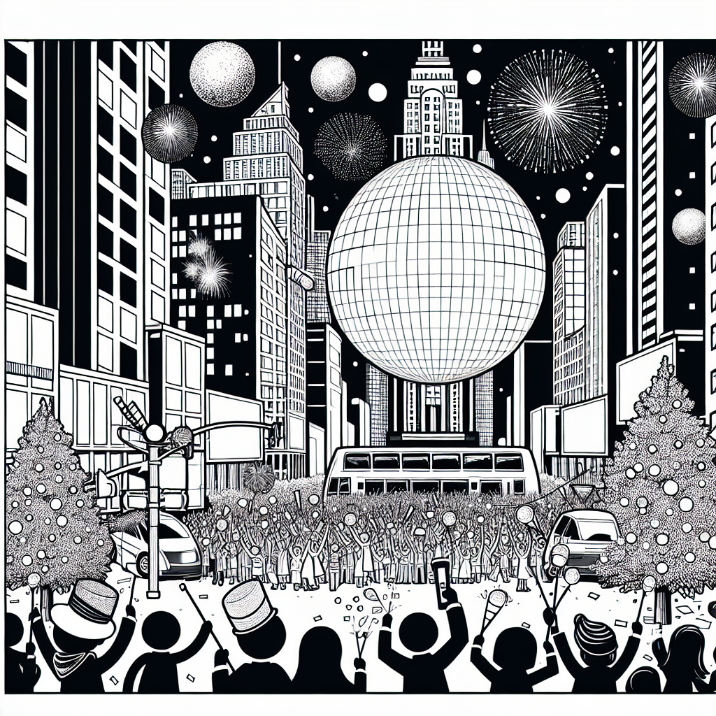 City Celebration Scene coloring page