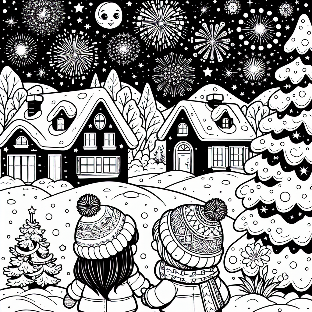 Winter Night Sky coloring page