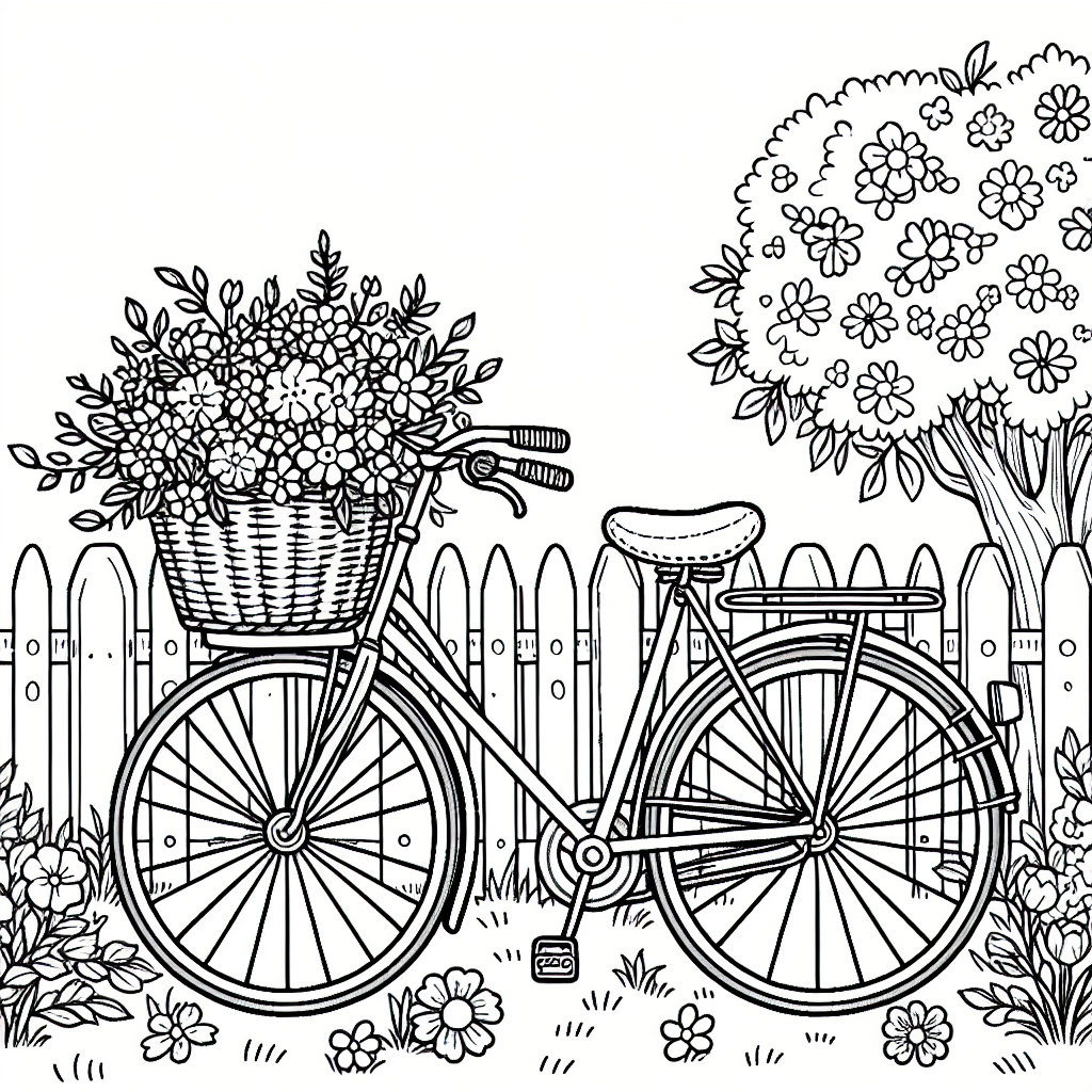 Bicycle with Flowers coloring page