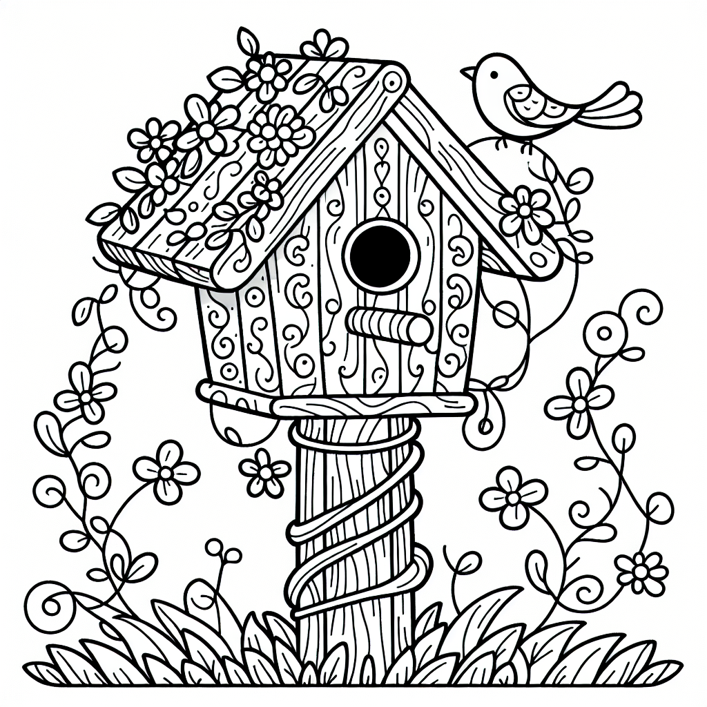 Decorated Birdhouse coloring page