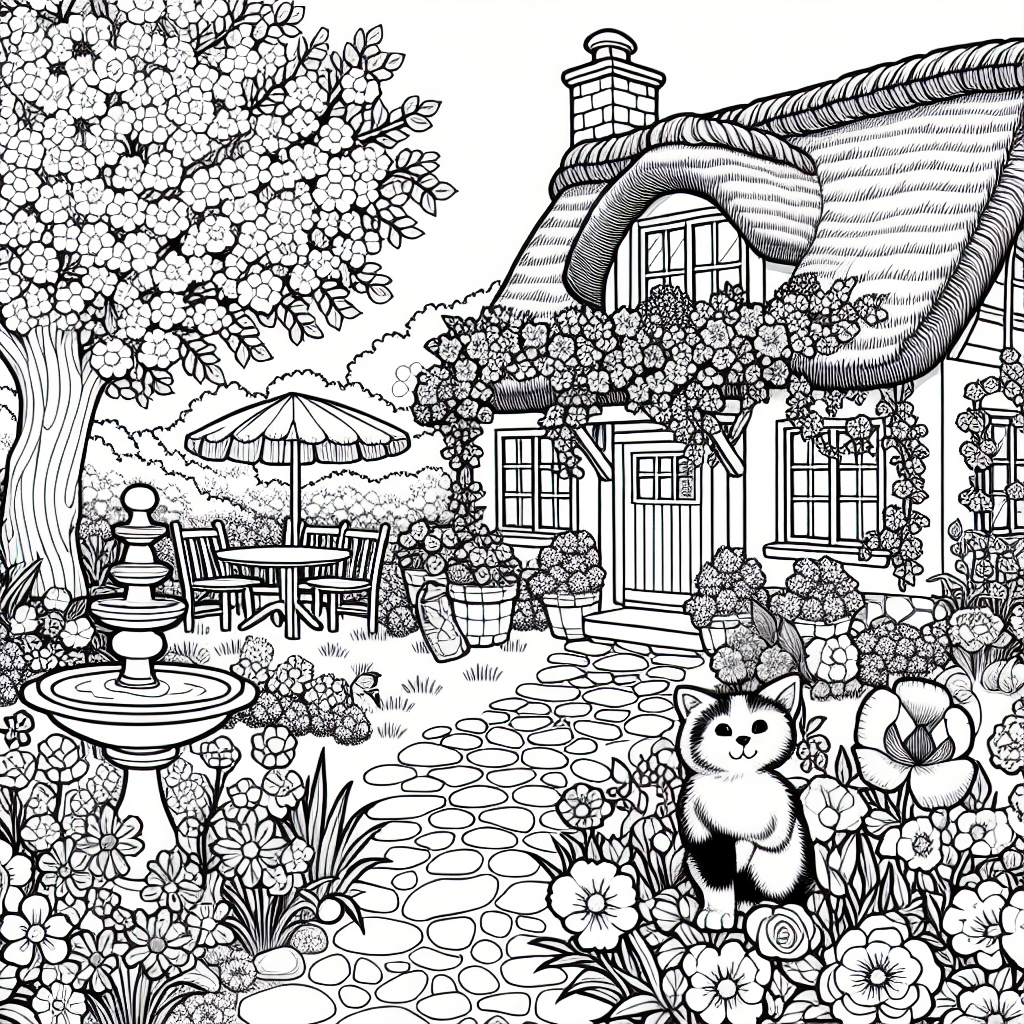 Spring Cottage Garden coloring page