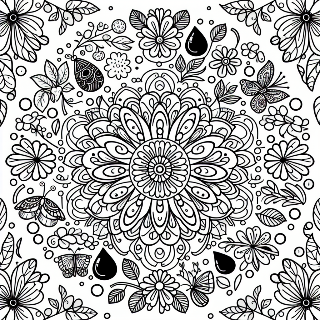 Spring Flower Mandala coloring page