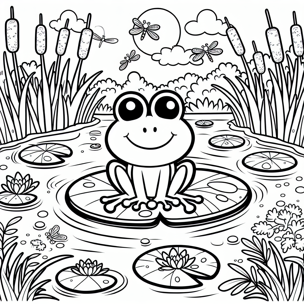 Frog on Lily Pad coloring page
