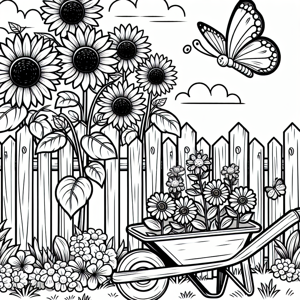 Spring Garden Scene coloring page