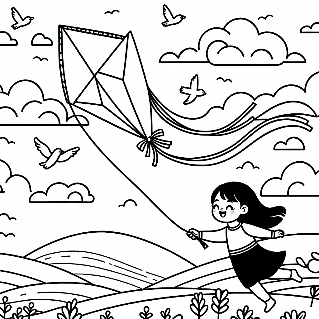 Kite Flying Day coloring page