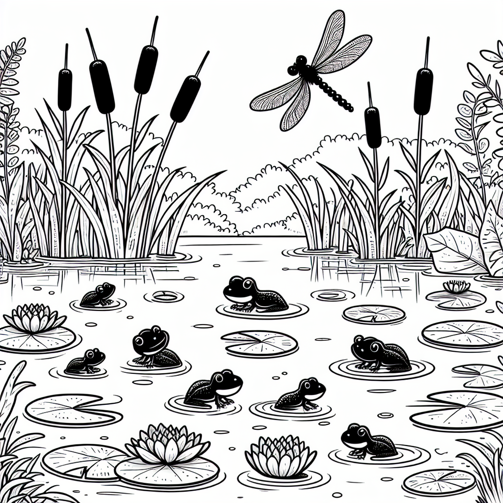 Spring Pond Life coloring page