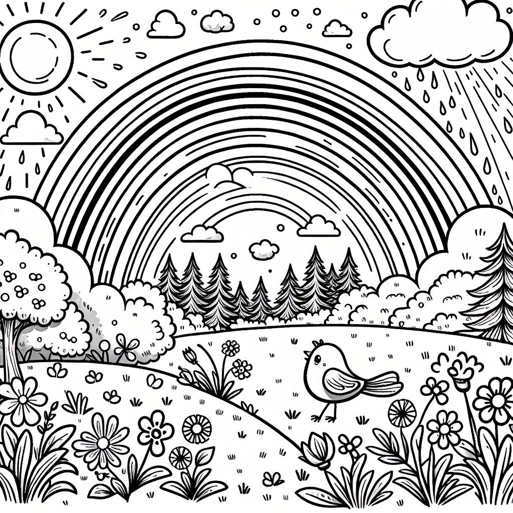 Spring Rainbow coloring page