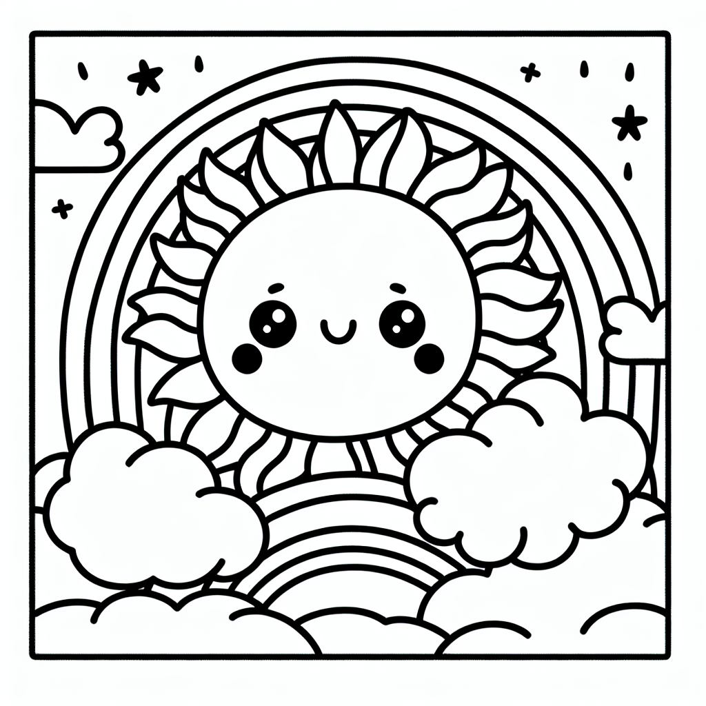 Smiling Spring Sun coloring page