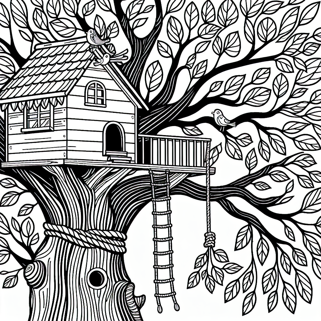 Spring Treehouse coloring page