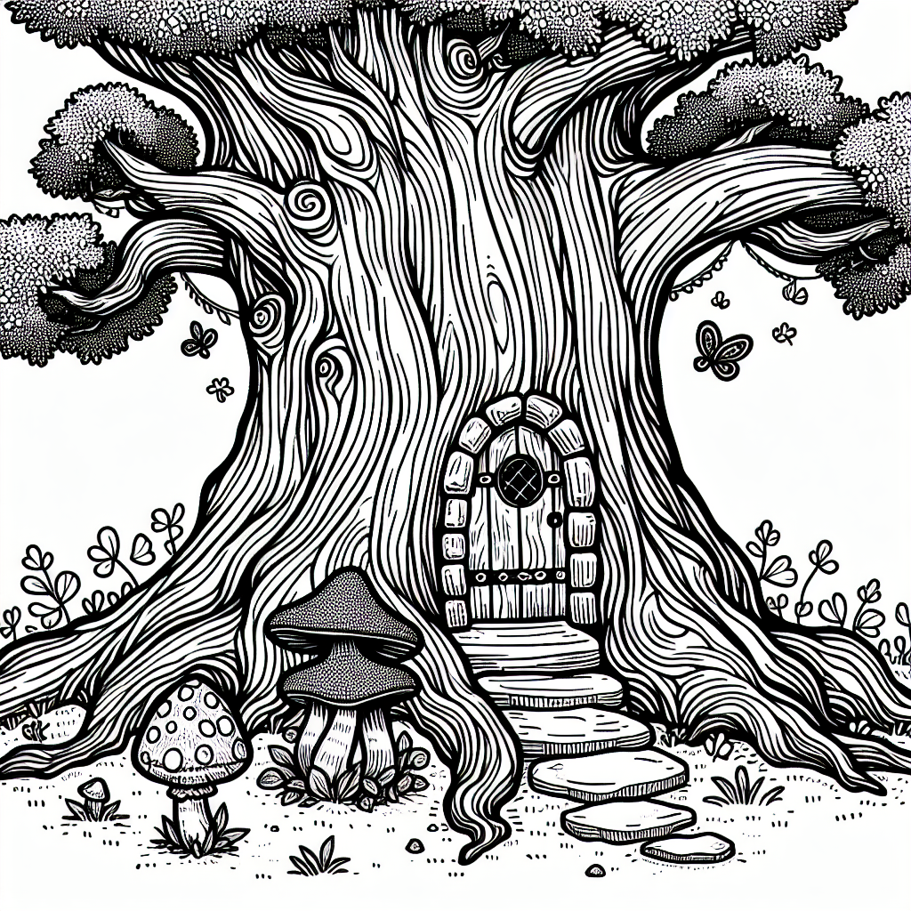 Fairy Door Tree coloring page