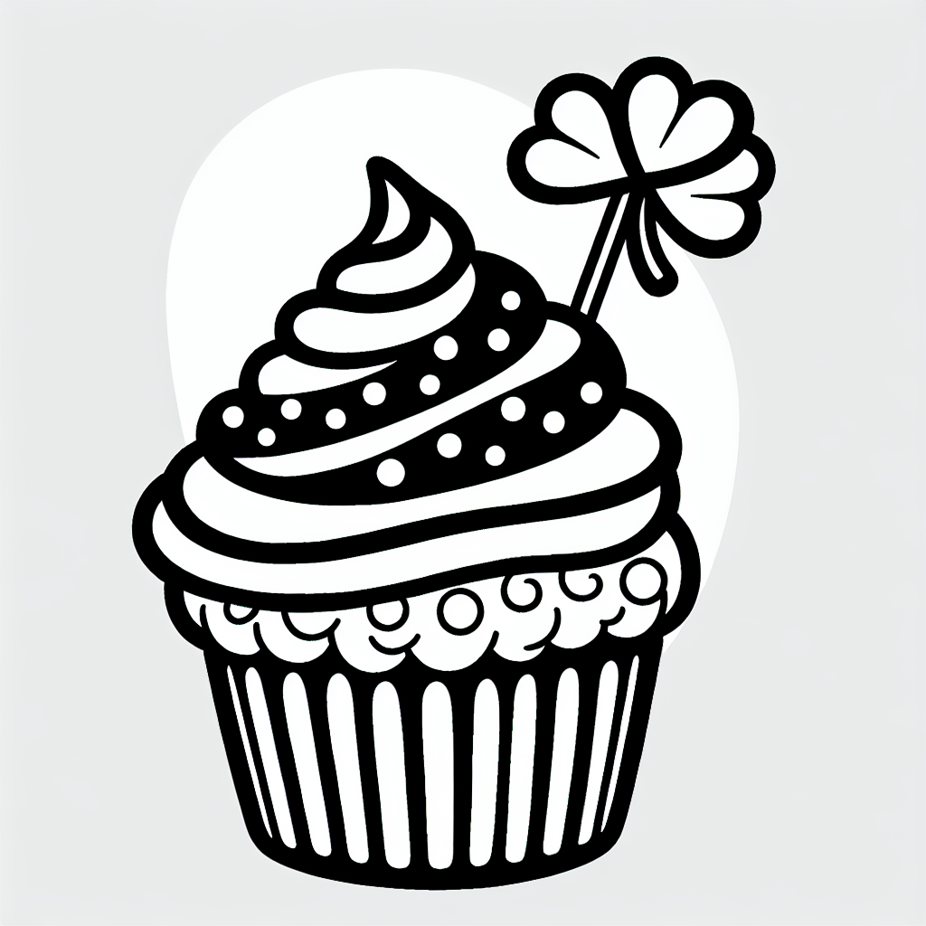 Shamrock Cupcake coloring page