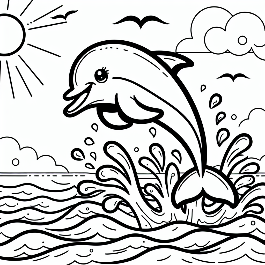 Dolphin Jumping coloring page