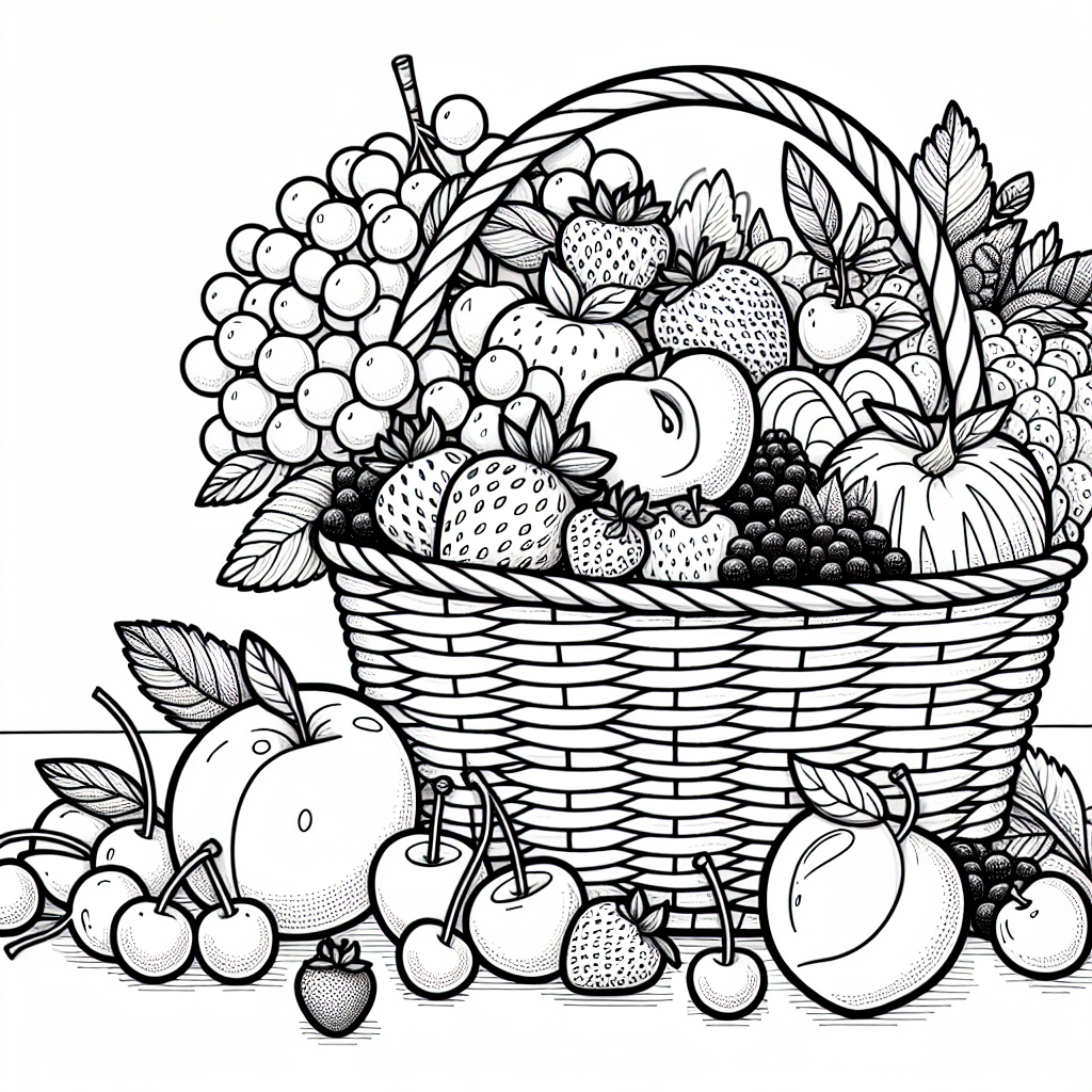 Summer Fruit Basket coloring page