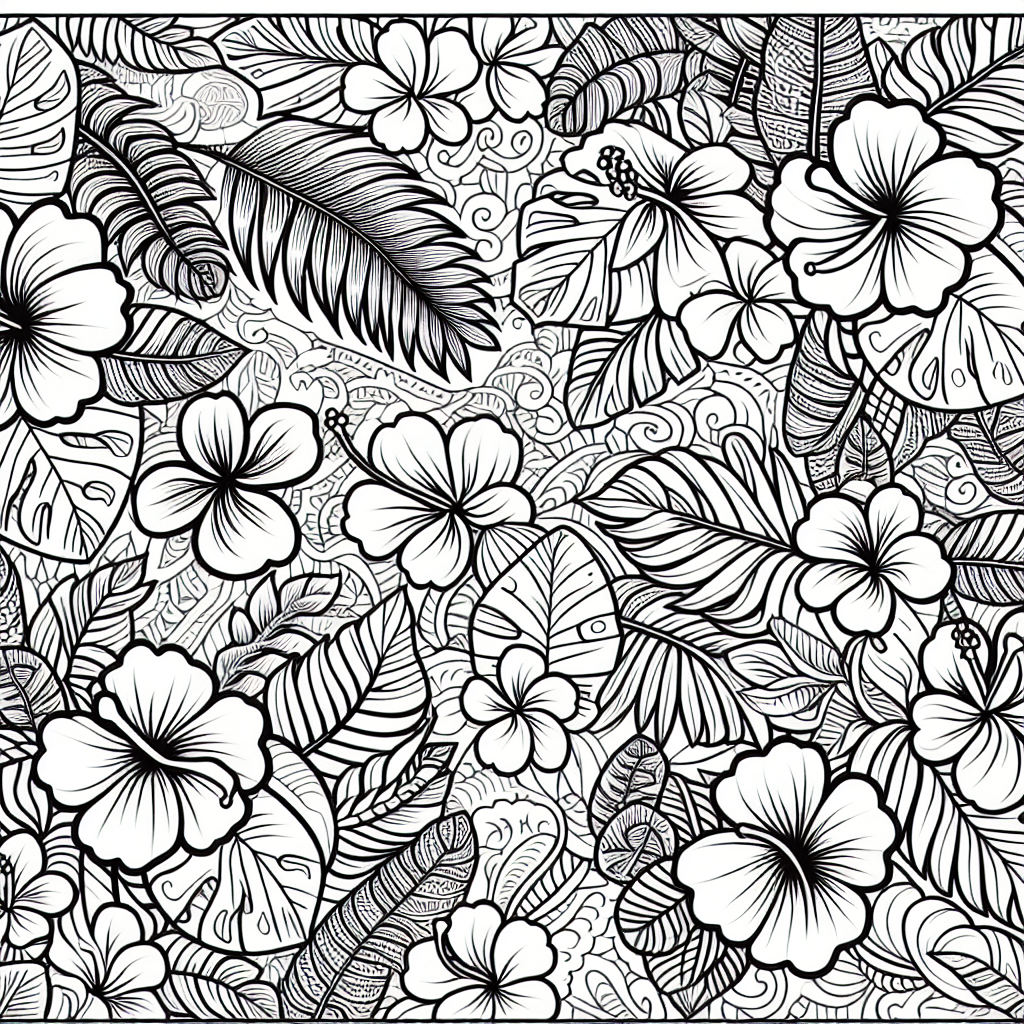 Hibiscus Pattern coloring page