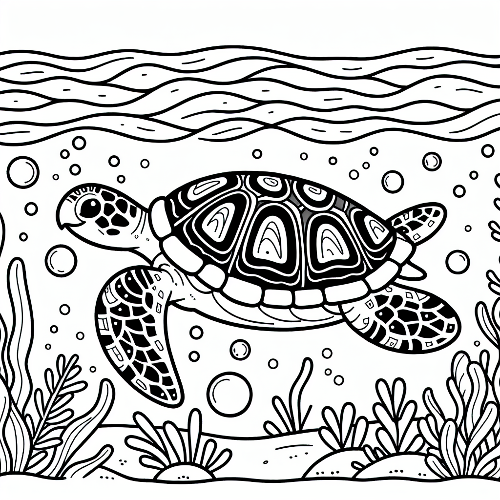 Sea Turtle Swimming coloring page