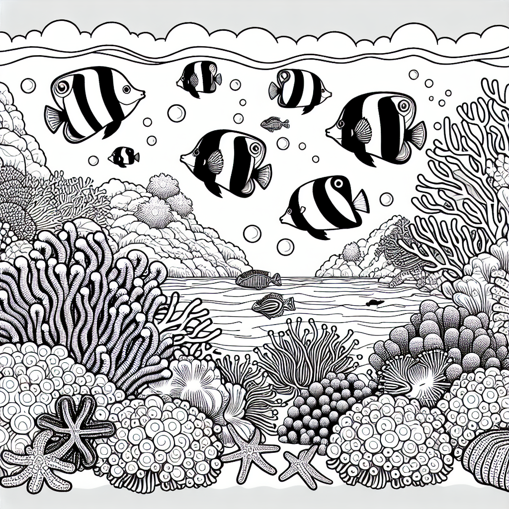 Tropical Fish Reef coloring page