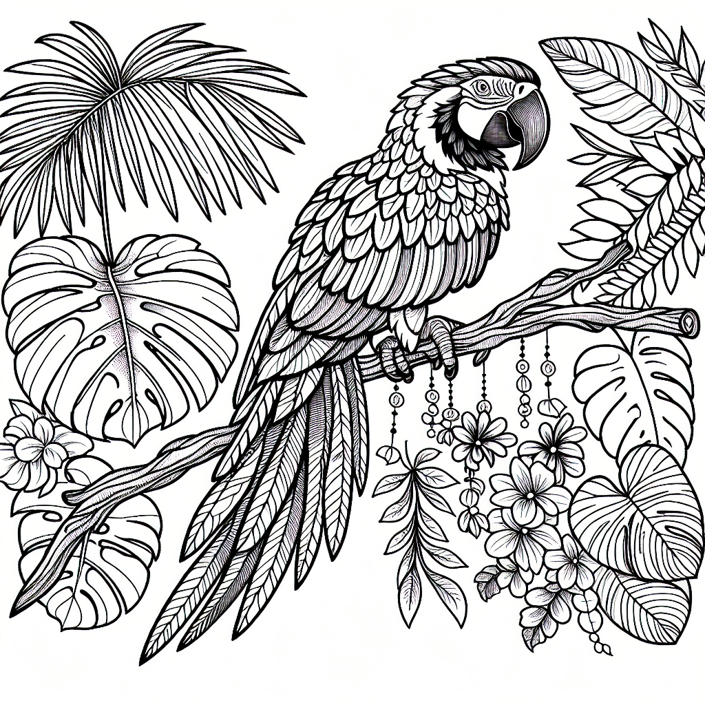 Tropical Parrot coloring page