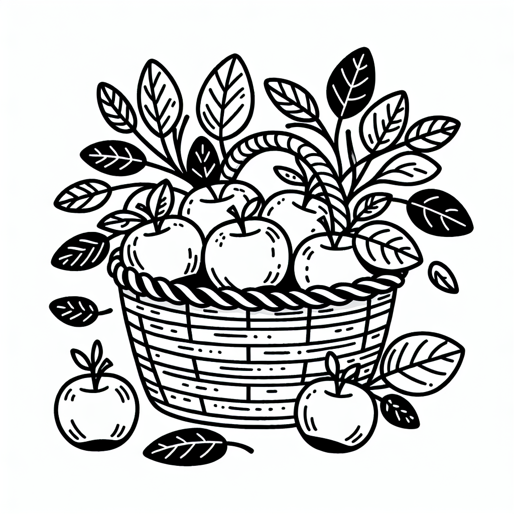 Apple Basket coloring page