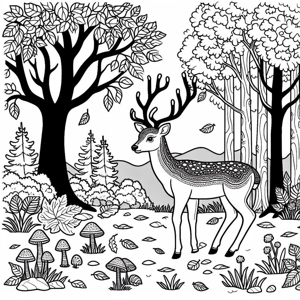 Woodland Deer coloring page