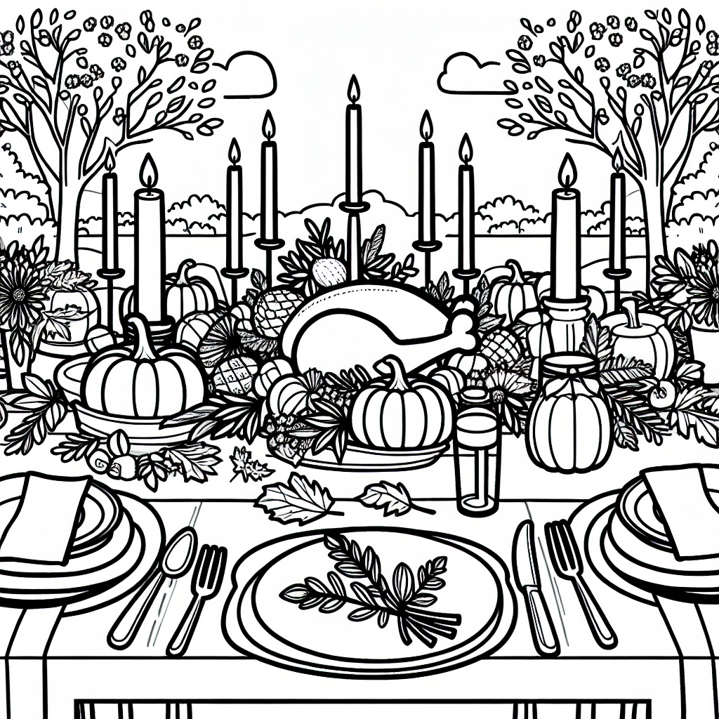 Thanksgiving Dinner Table coloring page