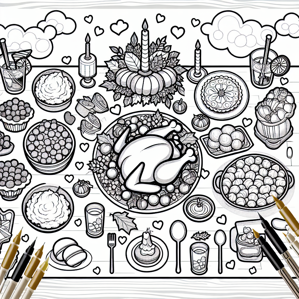Grand Feast Spread coloring page