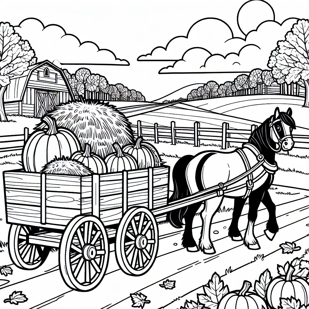 Autumn Hayride coloring page