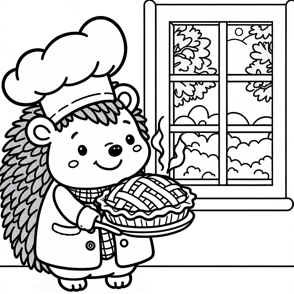 Hedgehog Baker coloring page