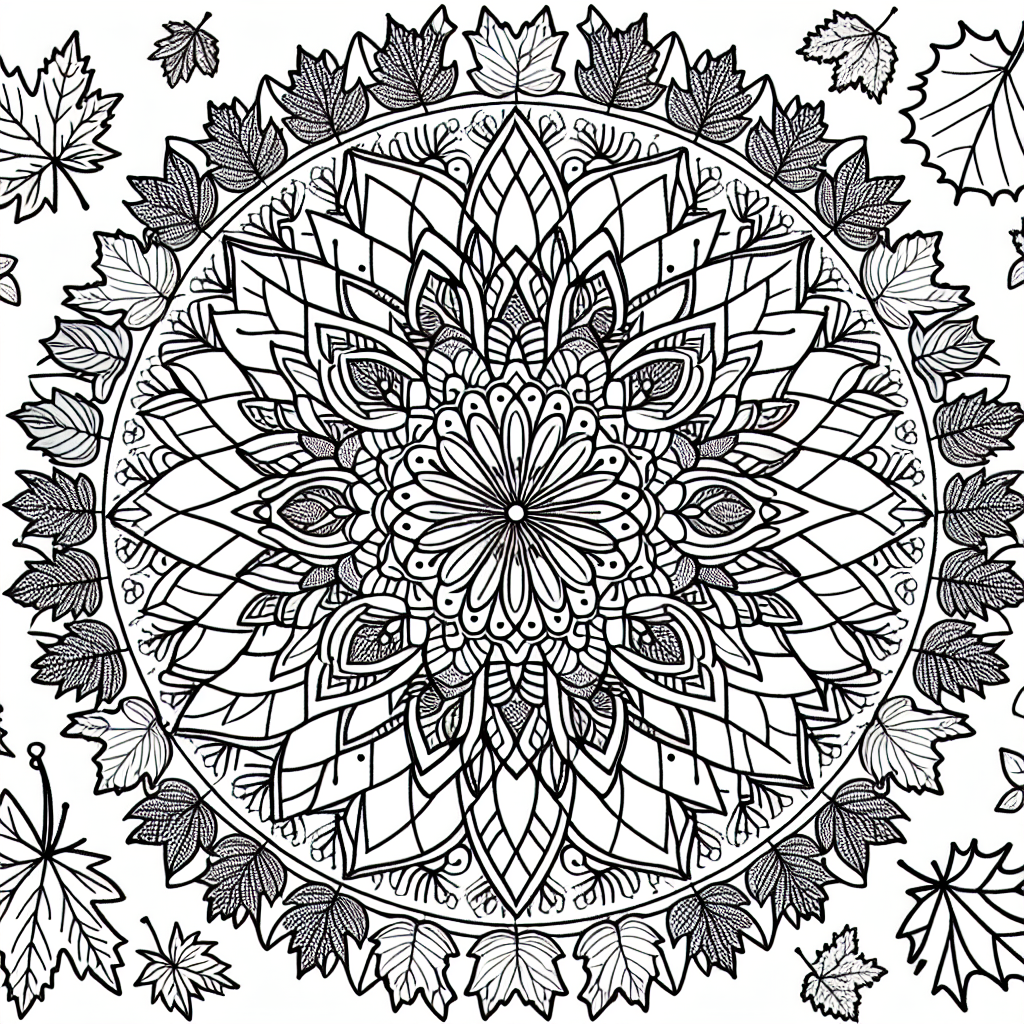 Autumn Leaf Mandala coloring page