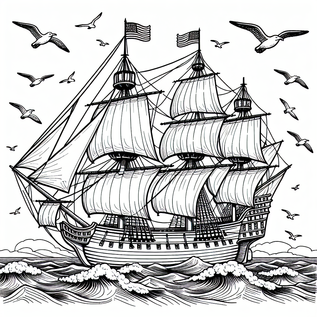 Mayflower Ship coloring page