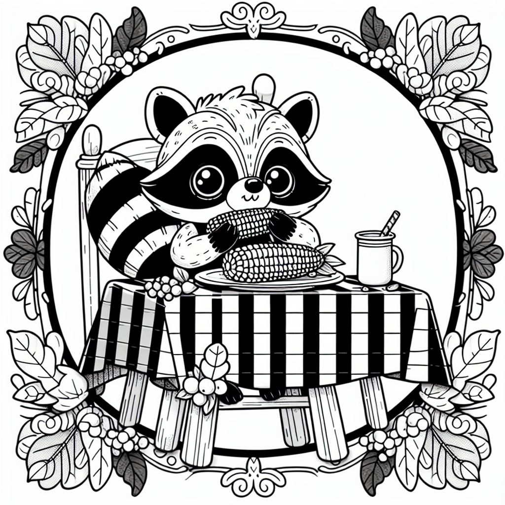 Raccoon's Feast coloring page