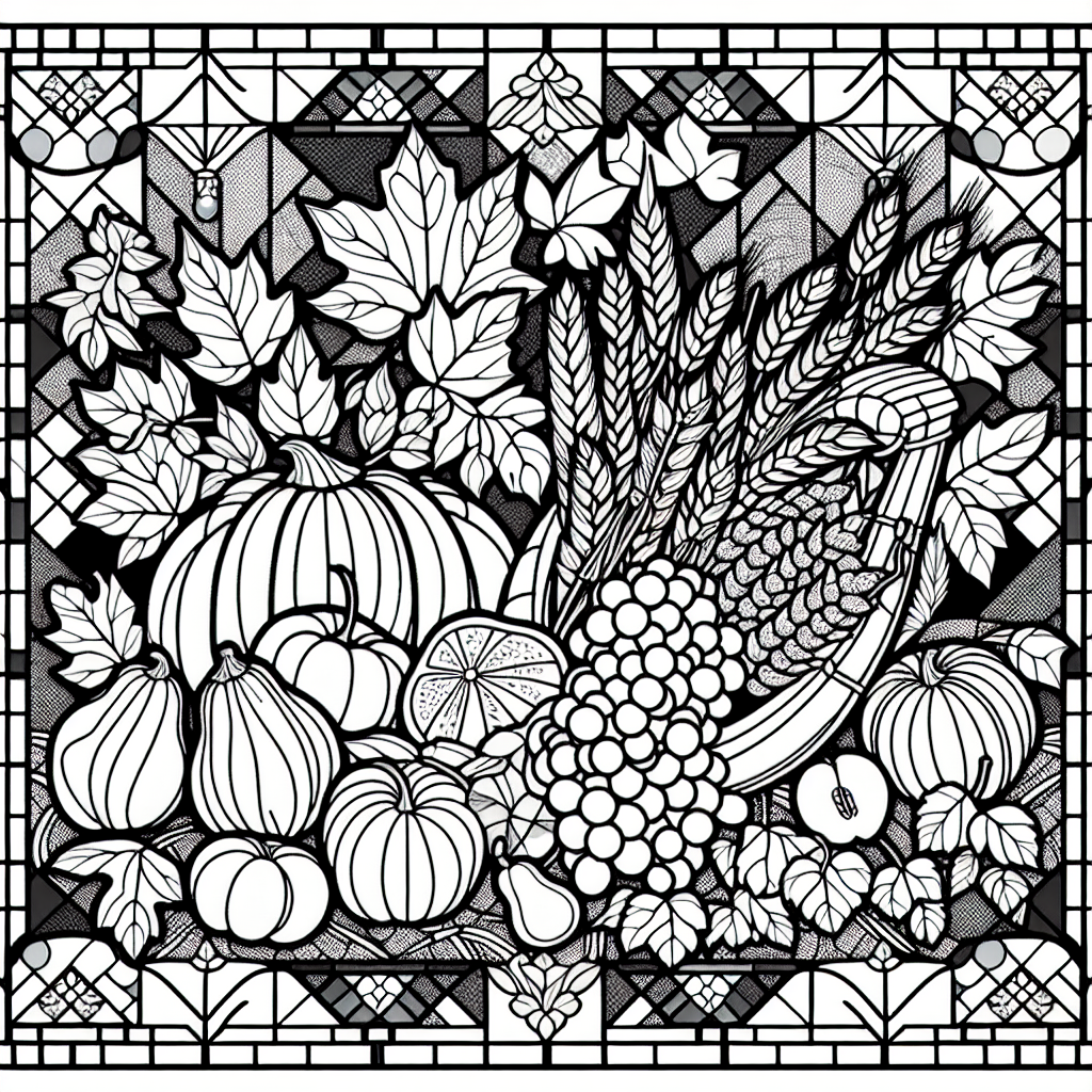 Stained Glass Harvest coloring page