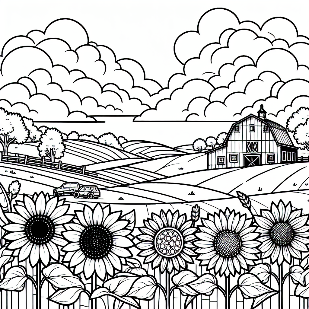 Sunflower Field coloring page