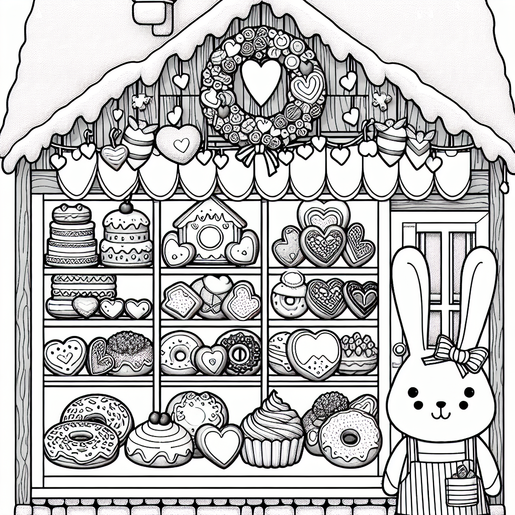 Valentine Bakery coloring page
