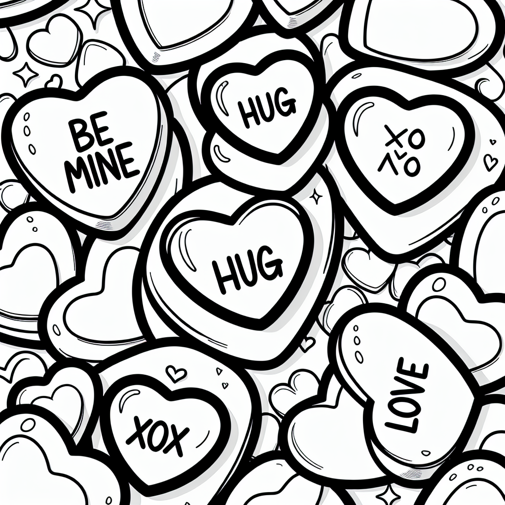 Candy Hearts coloring page