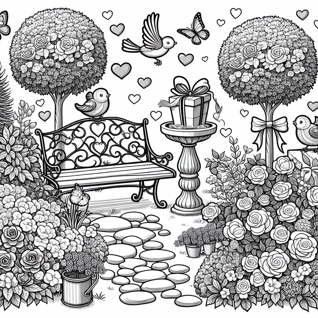 Valentine Garden coloring page