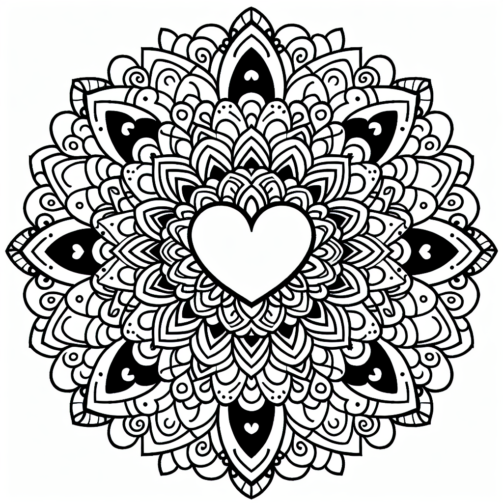 Heart Mandala coloring page