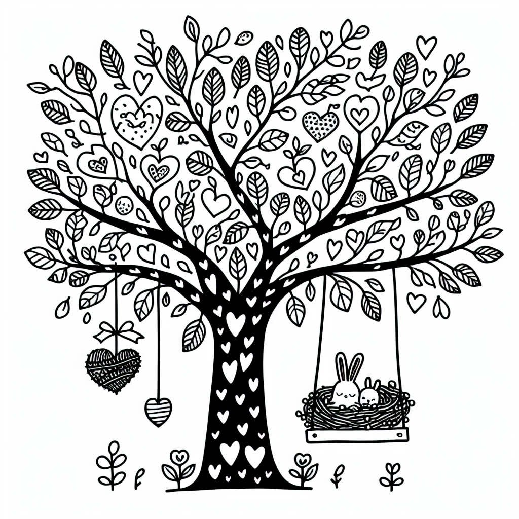 Heart Tree coloring page