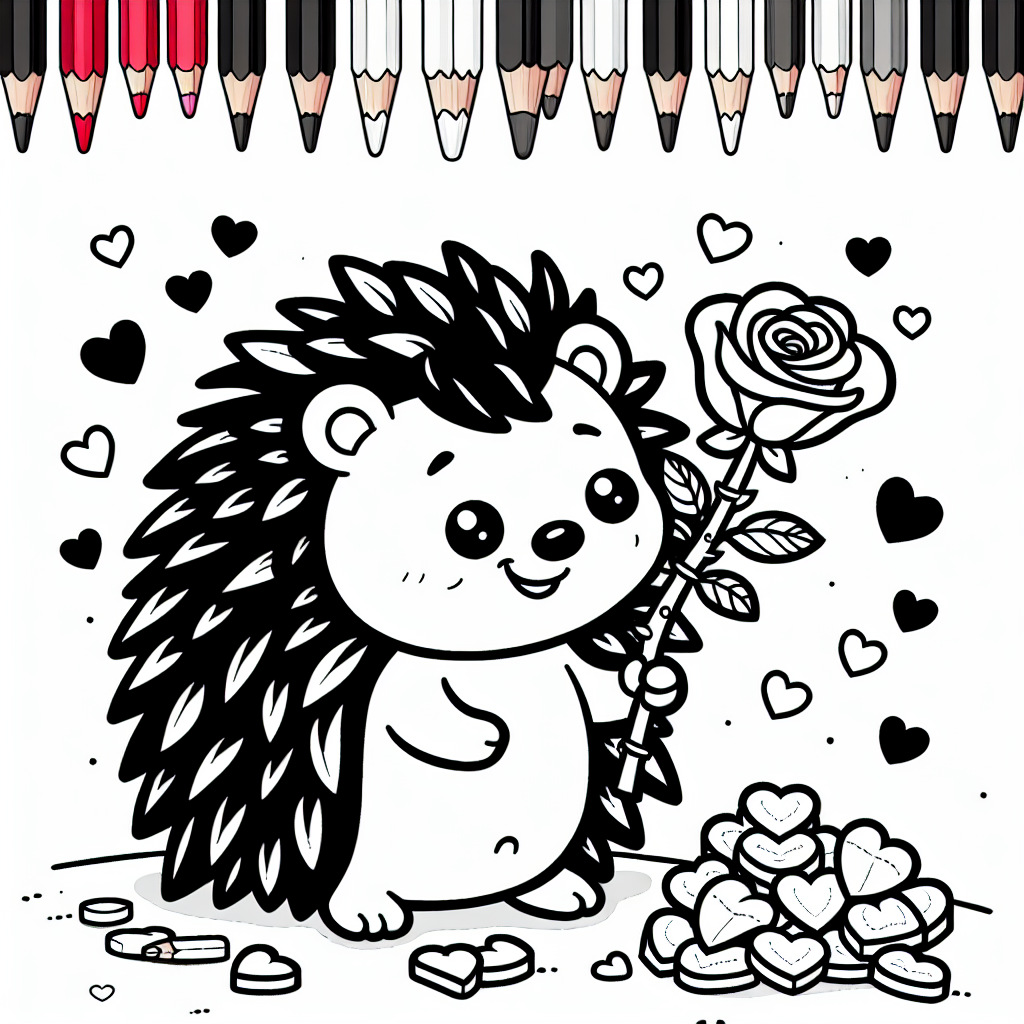 Valentine Hedgehog coloring page