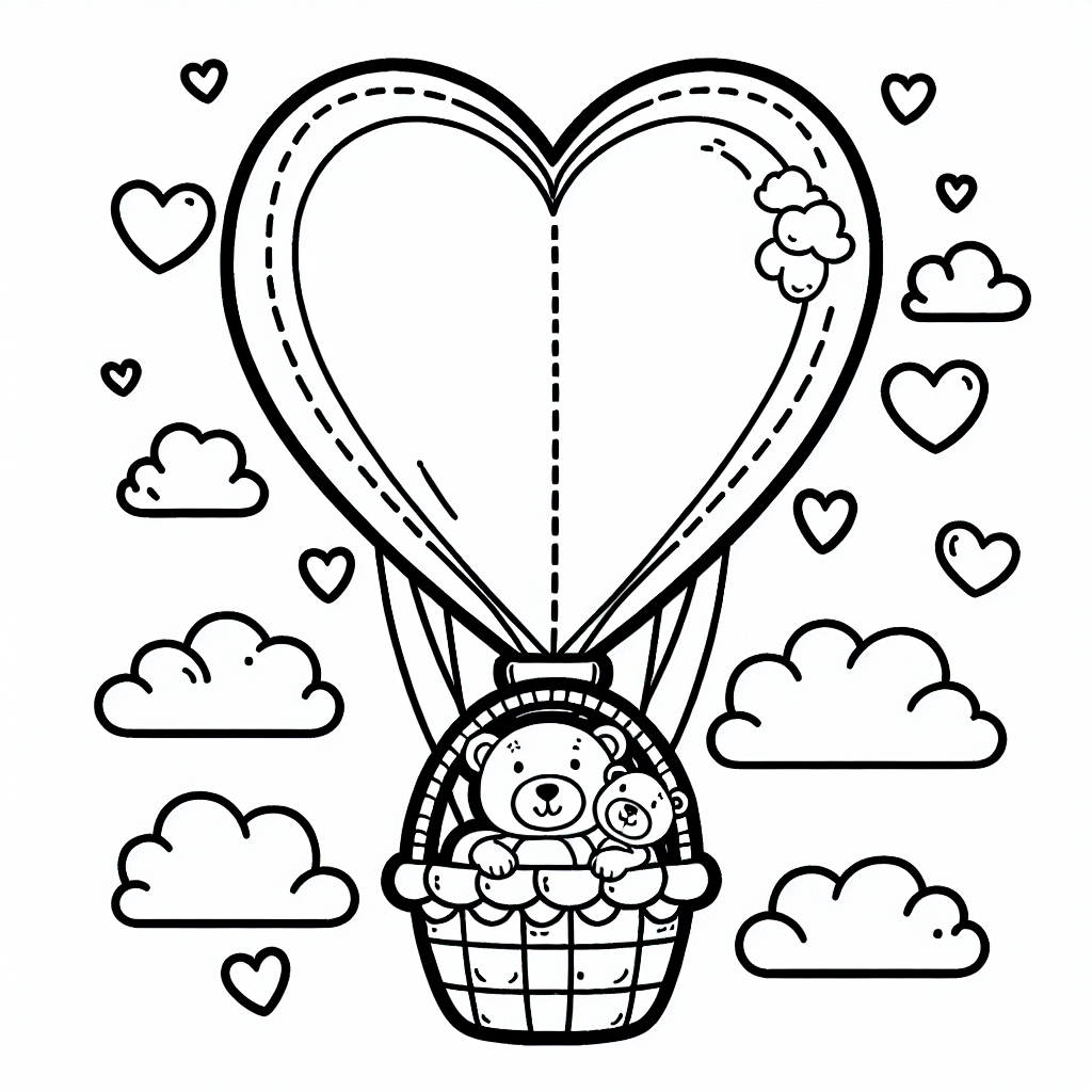 Heart Balloon Ride coloring page