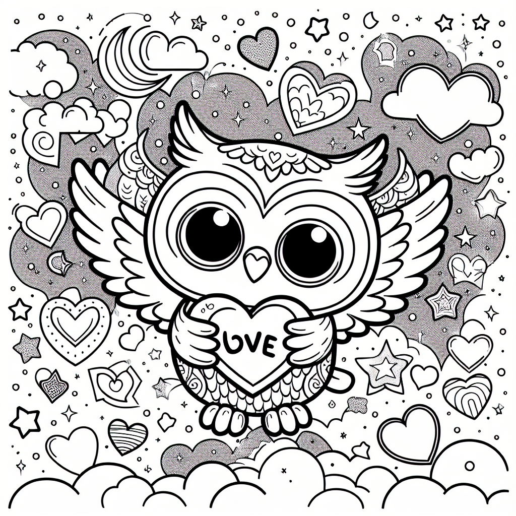 Love Owl coloring page
