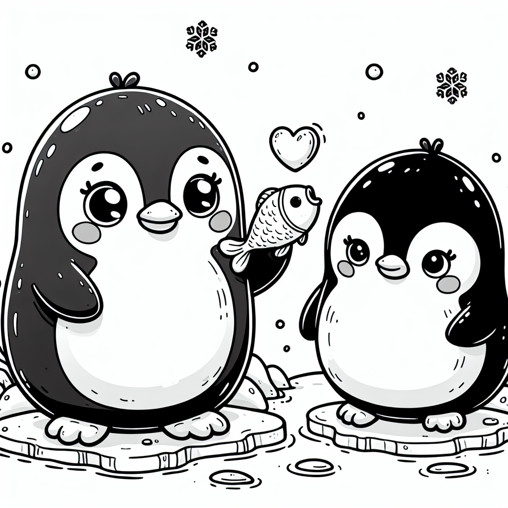 Penguin Love coloring page