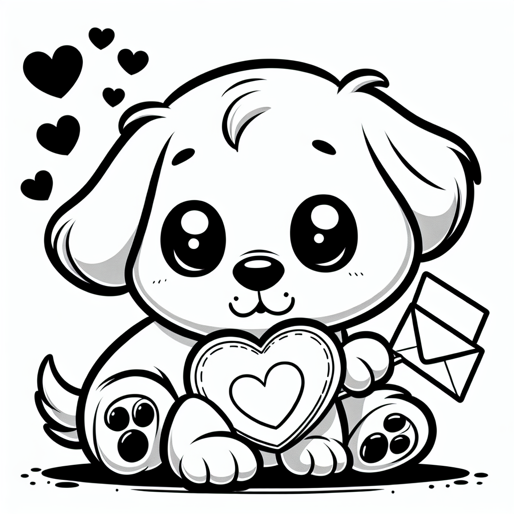 Valentine Puppy coloring page
