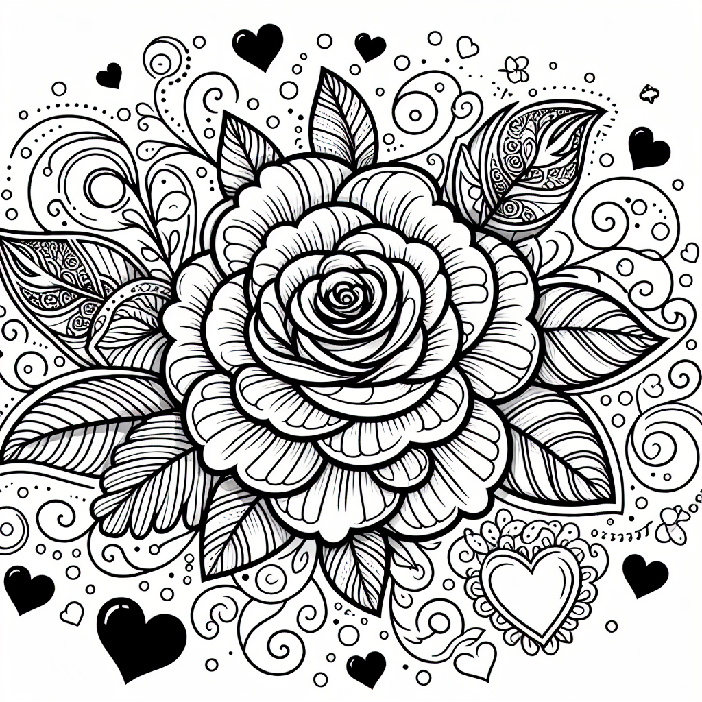 Valentine Rose coloring page